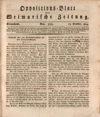 Oppositions-Blatt oder Weimarische Zeitung Samstag 23. Oktober 1819