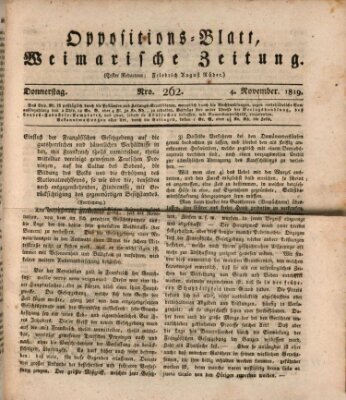 Oppositions-Blatt oder Weimarische Zeitung Donnerstag 4. November 1819