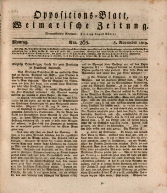 Oppositions-Blatt oder Weimarische Zeitung Montag 8. November 1819