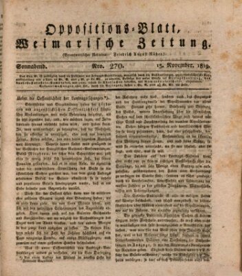 Oppositions-Blatt oder Weimarische Zeitung Samstag 13. November 1819