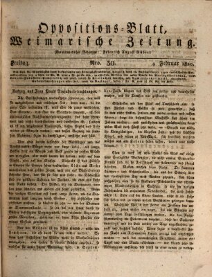 Oppositions-Blatt oder Weimarische Zeitung Freitag 4. Februar 1820
