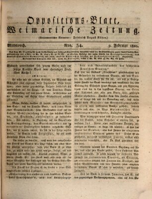 Oppositions-Blatt oder Weimarische Zeitung Mittwoch 9. Februar 1820