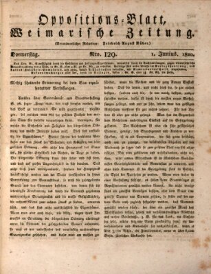 Oppositions-Blatt oder Weimarische Zeitung Donnerstag 1. Juni 1820
