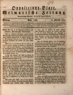 Oppositions-Blatt oder Weimarische Zeitung Montag 12. Juni 1820