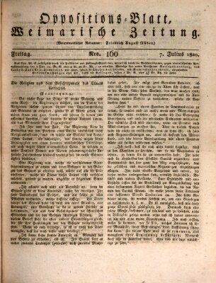 Oppositions-Blatt oder Weimarische Zeitung Freitag 7. Juli 1820