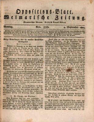 Oppositions-Blatt oder Weimarische Zeitung Montag 4. September 1820