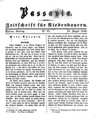 Passavia (Donau-Zeitung) Sonntag 16. August 1840