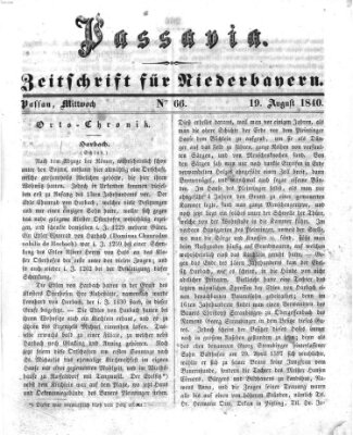 Passavia (Donau-Zeitung) Mittwoch 19. August 1840