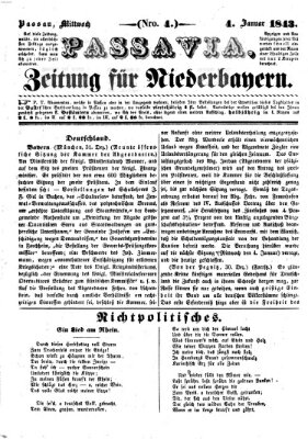 Passavia (Donau-Zeitung) Mittwoch 4. Januar 1843