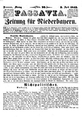 Passavia (Donau-Zeitung) Montag 3. April 1843