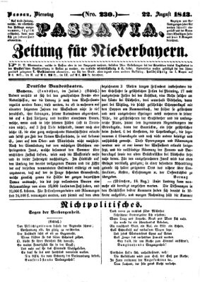 Passavia (Donau-Zeitung) Dienstag 22. August 1843