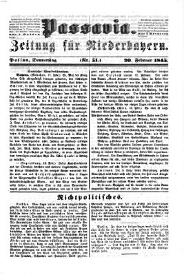 Passavia (Donau-Zeitung) Donnerstag 20. Februar 1845