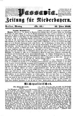 Passavia (Donau-Zeitung) Montag 12. Januar 1846