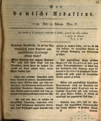Der deutsche Redakteur Dienstag 13. Februar 1798