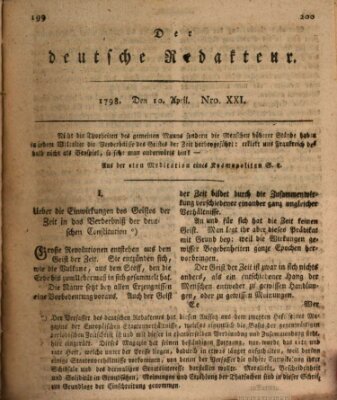 Der deutsche Redakteur Dienstag 10. April 1798