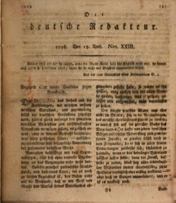 Der deutsche Redakteur Dienstag 17. April 1798