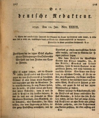 Der deutsche Redakteur Dienstag 12. Juni 1798