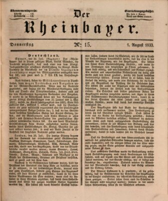 Der Rheinbayer Donnerstag 1. August 1833