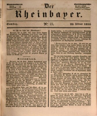 Der Rheinbayer Samstag 22. Februar 1834