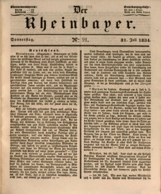 Der Rheinbayer Donnerstag 31. Juli 1834