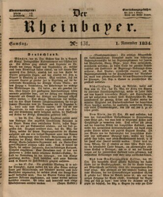 Der Rheinbayer Samstag 1. November 1834