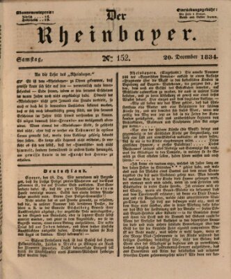 Der Rheinbayer Samstag 20. Dezember 1834