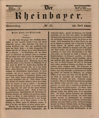 Der Rheinbayer Donnerstag 23. April 1835