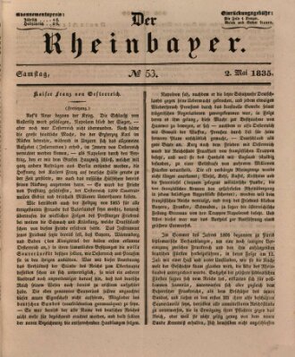 Der Rheinbayer Samstag 2. Mai 1835