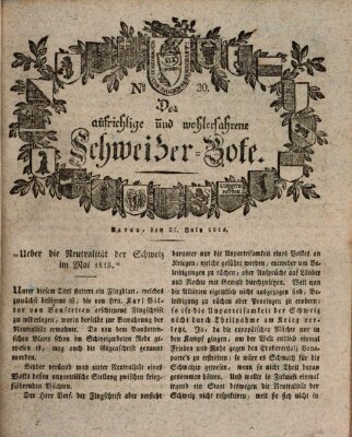 Der aufrichtige und wohlerfahrene Schweizer-Bote (Der Schweizer-Bote) Donnerstag 27. Juli 1815