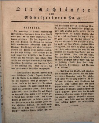 Der aufrichtige und wohlerfahrene Schweizer-Bote (Der Schweizer-Bote) Donnerstag 9. November 1820