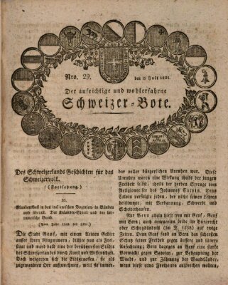 Der aufrichtige und wohlerfahrene Schweizer-Bote (Der Schweizer-Bote) Donnerstag 19. Juli 1821