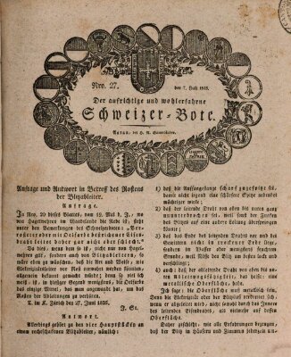 Der aufrichtige und wohlerfahrene Schweizer-Bote (Der Schweizer-Bote) Donnerstag 7. Juli 1825