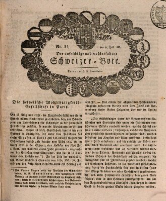 Der aufrichtige und wohlerfahrene Schweizer-Bote (Der Schweizer-Bote) Donnerstag 31. Juli 1828