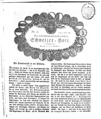 Der aufrichtige und wohlerfahrene Schweizer-Bote (Der Schweizer-Bote) Donnerstag 15. Oktober 1829
