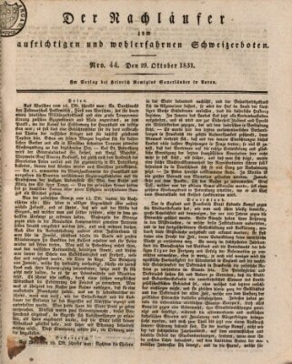 Der aufrichtige und wohlerfahrene Schweizer-Bote (Der Schweizer-Bote) Samstag 29. Oktober 1831