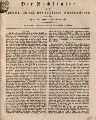 Der aufrichtige und wohlerfahrene Schweizer-Bote (Der Schweizer-Bote) Samstag 26. November 1831