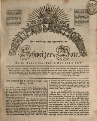 Der aufrichtige und wohlerfahrene Schweizer-Bote (Der Schweizer-Bote) Donnerstag 19. September 1833
