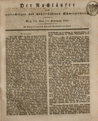 Der aufrichtige und wohlerfahrene Schweizer-Bote (Der Schweizer-Bote) Dienstag 12. Februar 1833