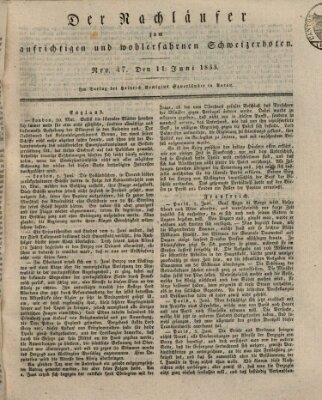 Der aufrichtige und wohlerfahrene Schweizer-Bote (Der Schweizer-Bote) Dienstag 11. Juni 1833
