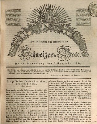 Der aufrichtige und wohlerfahrene Schweizer-Bote (Der Schweizer-Bote) Donnerstag 6. November 1834