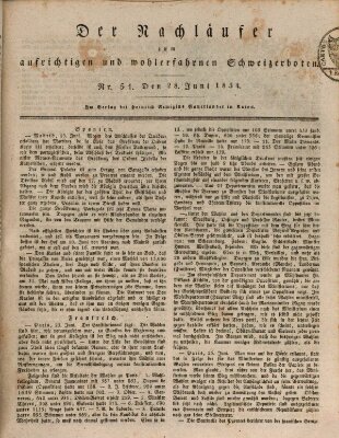 Der aufrichtige und wohlerfahrene Schweizer-Bote (Der Schweizer-Bote) Samstag 28. Juni 1834
