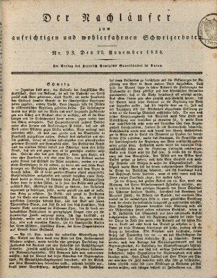 Der aufrichtige und wohlerfahrene Schweizer-Bote (Der Schweizer-Bote) Samstag 22. November 1834