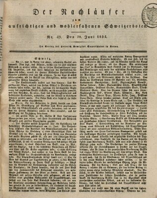 Der aufrichtige und wohlerfahrene Schweizer-Bote (Der Schweizer-Bote) Samstag 20. Juni 1835