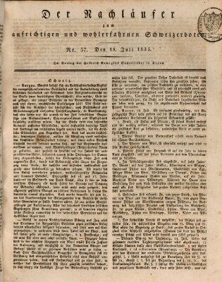 Der aufrichtige und wohlerfahrene Schweizer-Bote (Der Schweizer-Bote) Samstag 18. Juli 1835