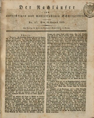 Der aufrichtige und wohlerfahrene Schweizer-Bote (Der Schweizer-Bote) Samstag 22. August 1835