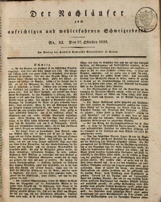 Der aufrichtige und wohlerfahrene Schweizer-Bote (Der Schweizer-Bote) Samstag 17. Oktober 1835