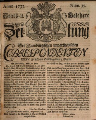 Staats- und gelehrte Zeitung des Hamburgischen unpartheyischen Correspondenten Dienstag 3. März 1733