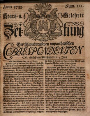 Staats- und gelehrte Zeitung des Hamburgischen unpartheyischen Correspondenten Dienstag 14. Juli 1733