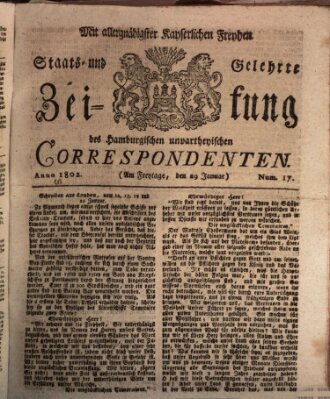 Staats- und gelehrte Zeitung des Hamburgischen unpartheyischen Correspondenten Freitag 29. Januar 1802