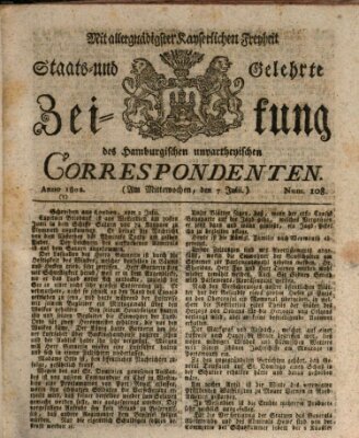 Staats- und gelehrte Zeitung des Hamburgischen unpartheyischen Correspondenten Mittwoch 7. Juli 1802